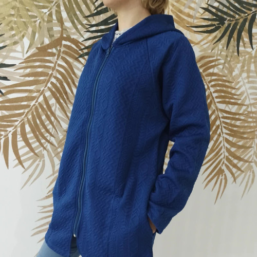 98-سویشرت طرح برجسته کلاهدار زنانه