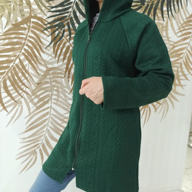 98-سویشرت طرح برجسته کلاهدار زنانه