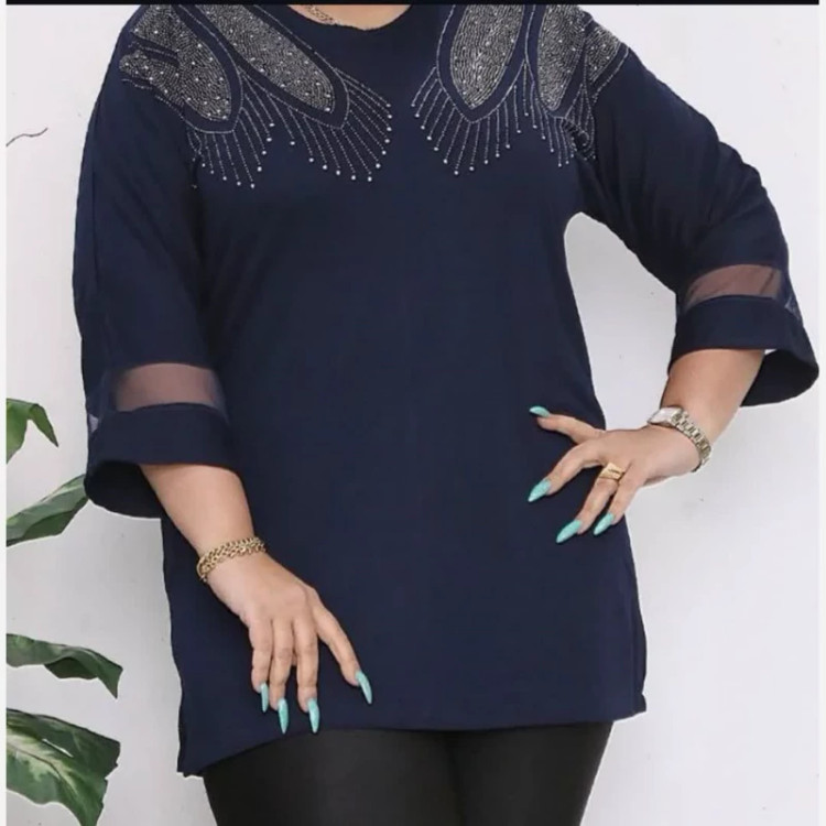 32-تونیک زنانه نگینی کیمونو مرینوس-فری سایز بزرگ