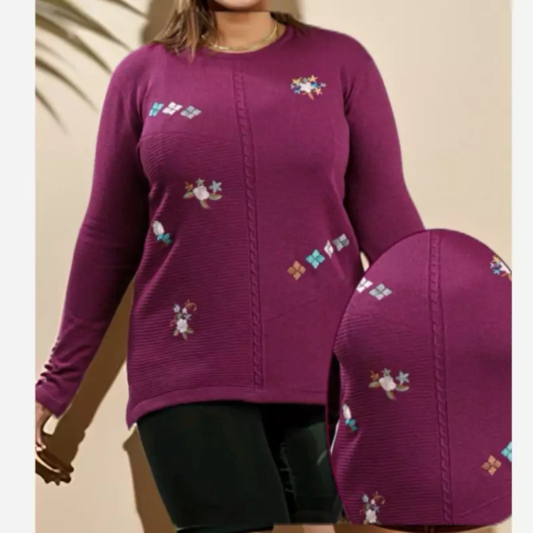 84-بلوز بافت زنانه گلدوزی-پوشاک درنیکا