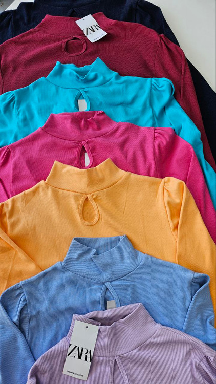 110-بلوز یقه اسکی کبریتی زنانه برند زارا پوشاک درنیکا