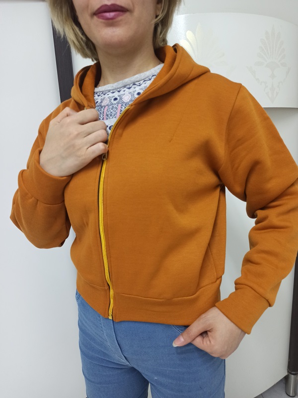 3-36هودی کراپ دخترانه جلو زیپ کلاهدار کرکی