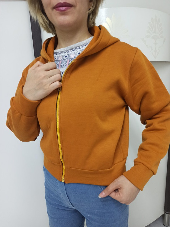 3-36هودی کراپ دخترانه جلو زیپ کلاهدار کرکی