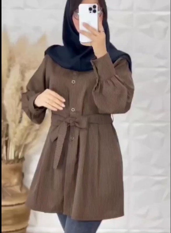 60-مانتو دیپلمات زنانه دانشجویی کمری پیله دار-4